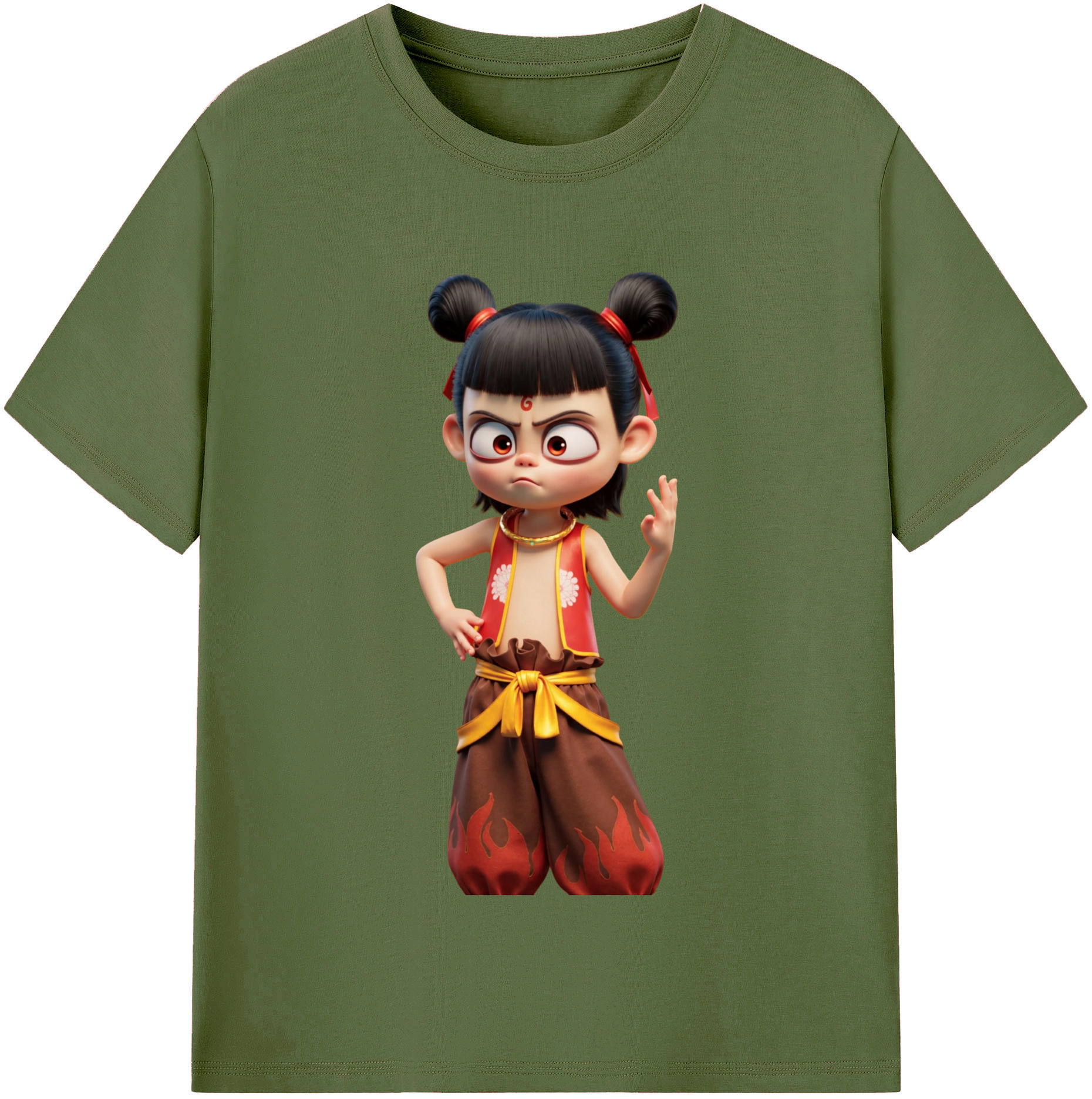 （画像用） Ne Zha 2 ナタ 魔童の大暴れ 綿100％半袖Tシャツ（フロントプリント）